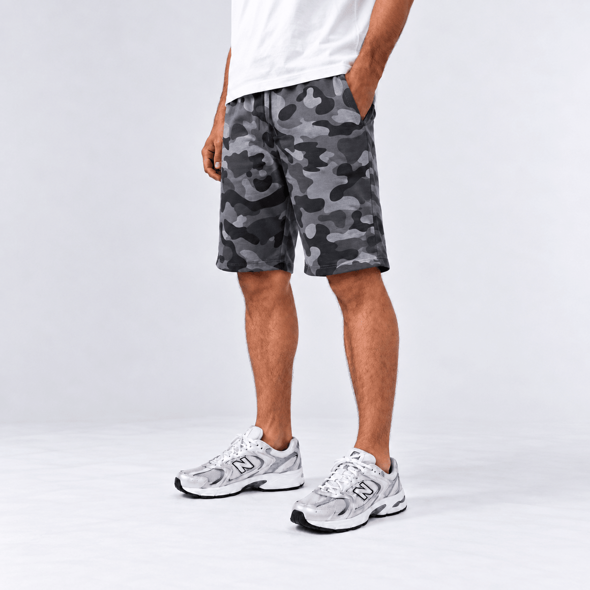 Grey Camo Shorts S - Premium Unisex Men's Shorts | LEKSI Pakistan