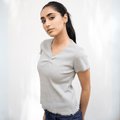 Grey Ribbed V - Neck XXS - Premium Unisex | LEKSI Pakistan