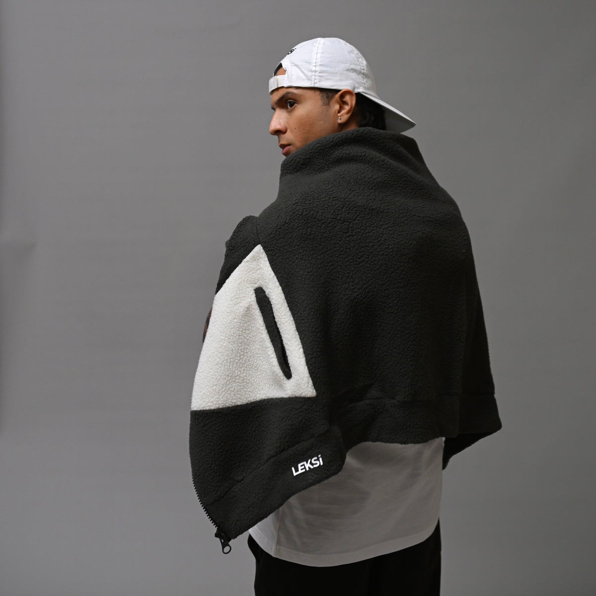 Grey & White Unisex Sherpa Jacket S - Premium Unisex Sherpa | LEKSI Pakistan