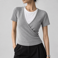 Greyline Wrap Ribbed Top XS - Premium Unisex | LEKSI Pakistan
