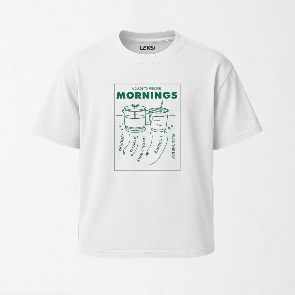 Guide to Mindful Mornings - Round Neck Unisex T Shirt S - Premium Unisex Graphic T-Shirt | LEKSI Pakistan