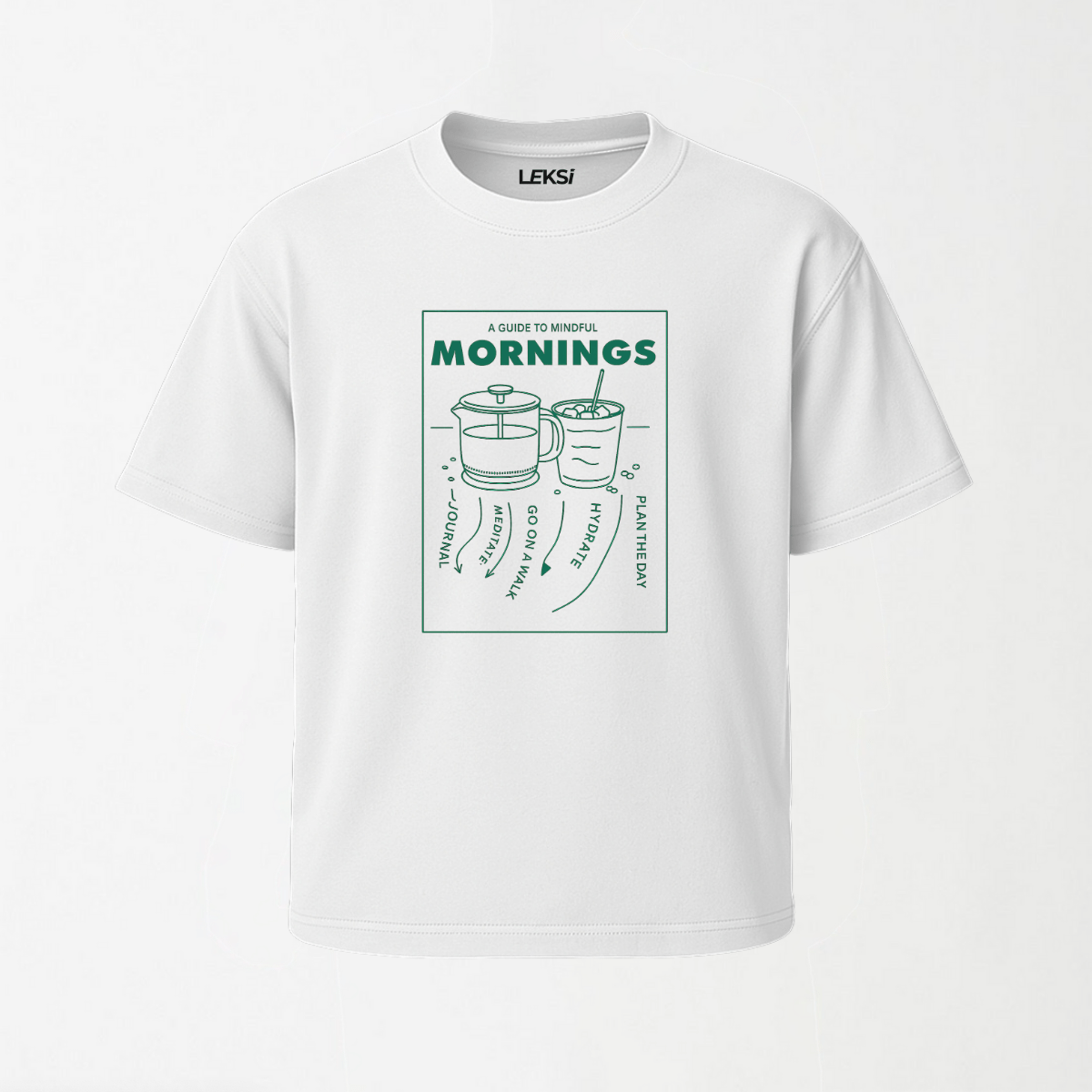 Guide to Mindful Mornings - Round Neck Unisex T Shirt S - Premium Unisex Graphic T-Shirt | LEKSI Pakistan