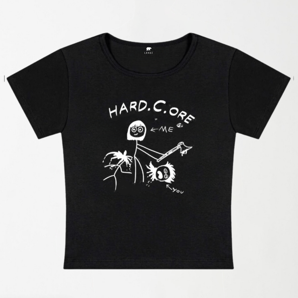 Hard Core Y2K Baby Tee XXS - Premium Unisex | LEKSI Pakistan