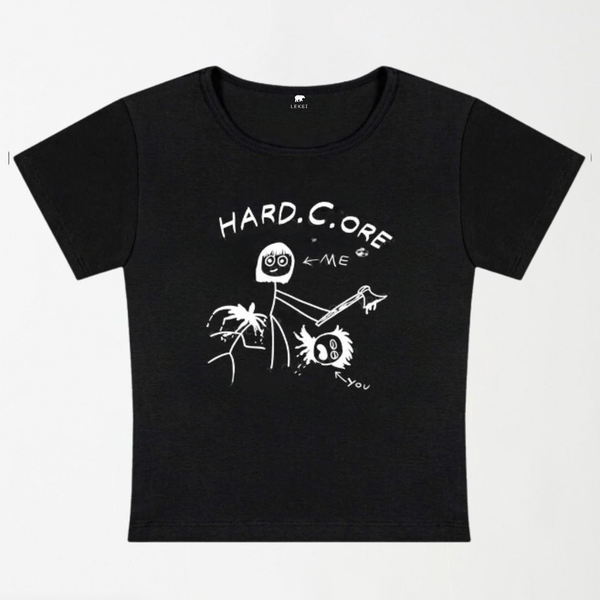 Hard Core Y2K Baby Tee XXS - Premium Unisex | LEKSI Pakistan