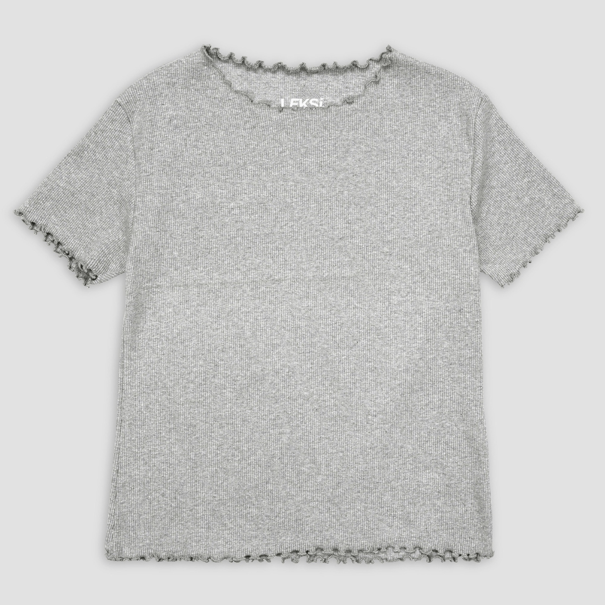 Heather Grey Ribbed Shirt XXS - Premium Unisex Lettuce | LEKSI Pakistan