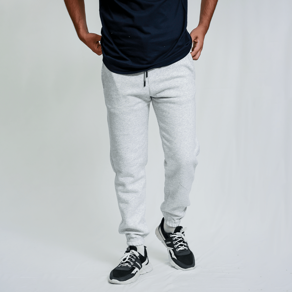 Heather White Unisex Sweatpants - Fleece (Winter - Friendly) XS - Premium Unisex Sweatpants | LEKSI Pakistan