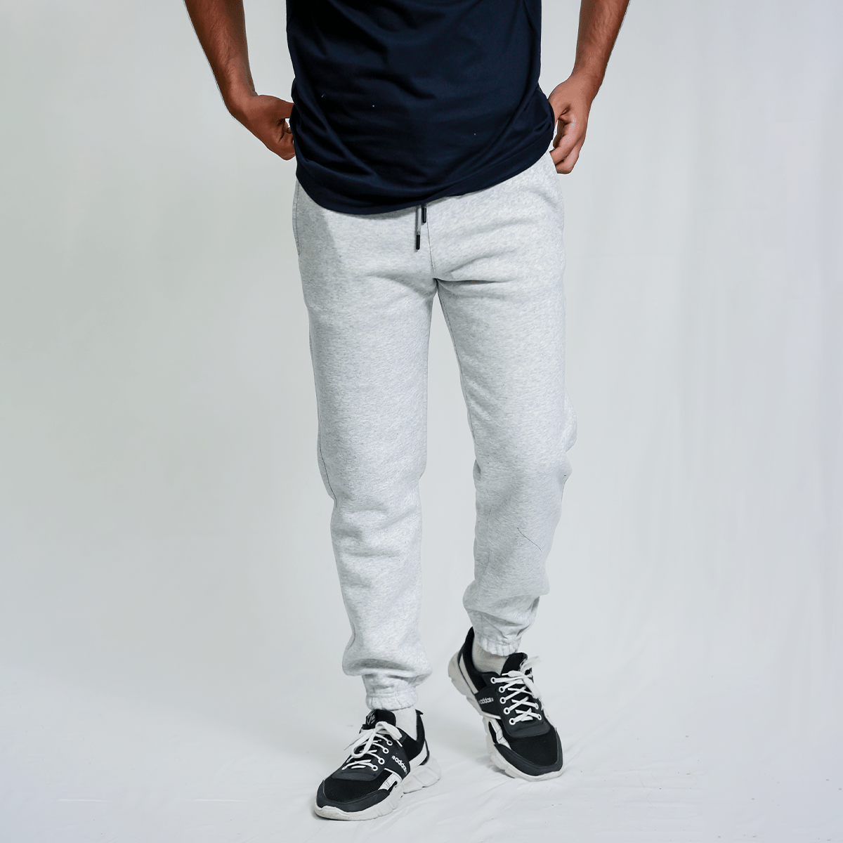 Heather White Unisex Sweatpants - Fleece (Winter - Friendly) XS - Premium Unisex Sweatpants | LEKSI Pakistan