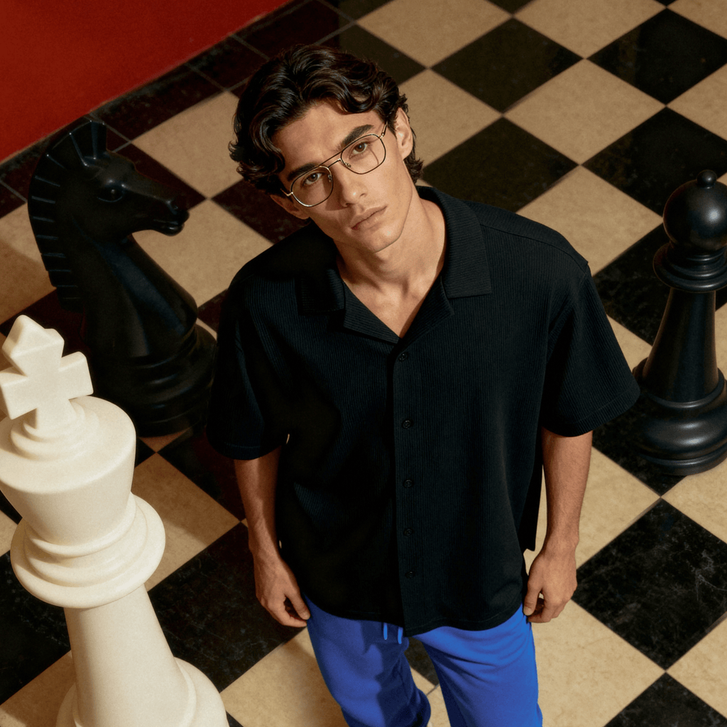 Heavyweight Textured Black Button - Down Polo S - Premium Unisex | LEKSI Pakistan