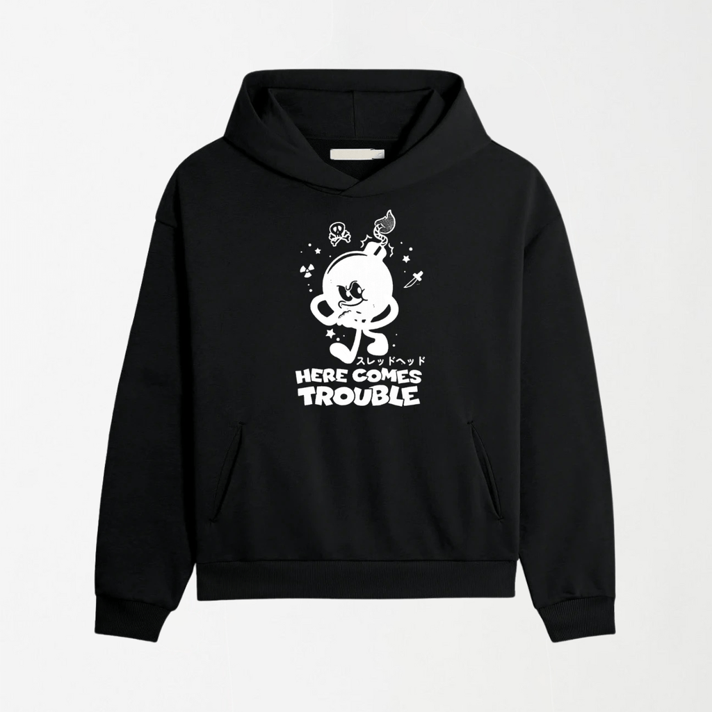Here Comes Trouble - Graphic Hoodie S - Premium Unisex | LEKSI Pakistan