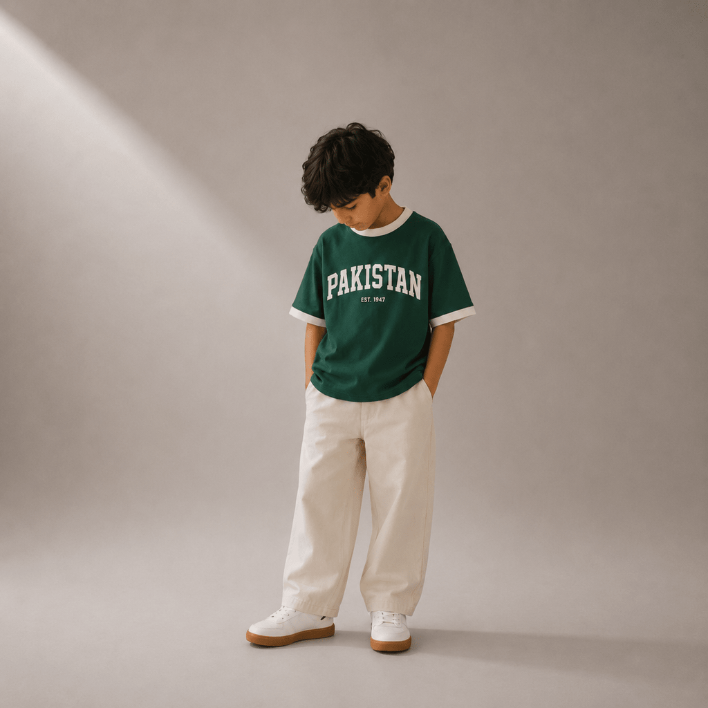 Heritage 1947 Collegiate Ringer Kids Tee 2-3 Years - Premium Unisex Graphic T-Shirt | LEKSI Pakistan