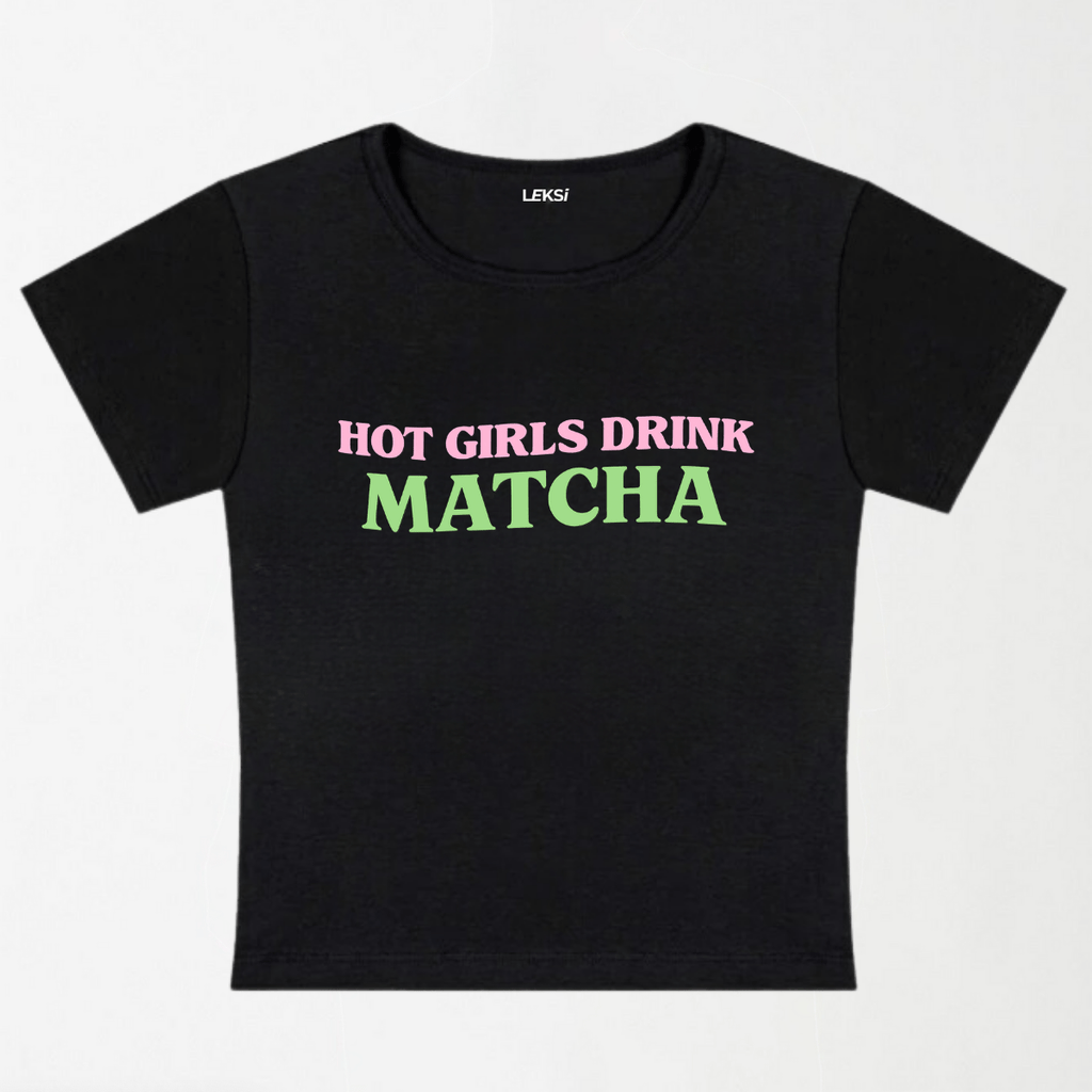 Hot Girls Drink Matcha Y2K Baby Tee XXS - Premium Unisex | LEKSI Pakistan
