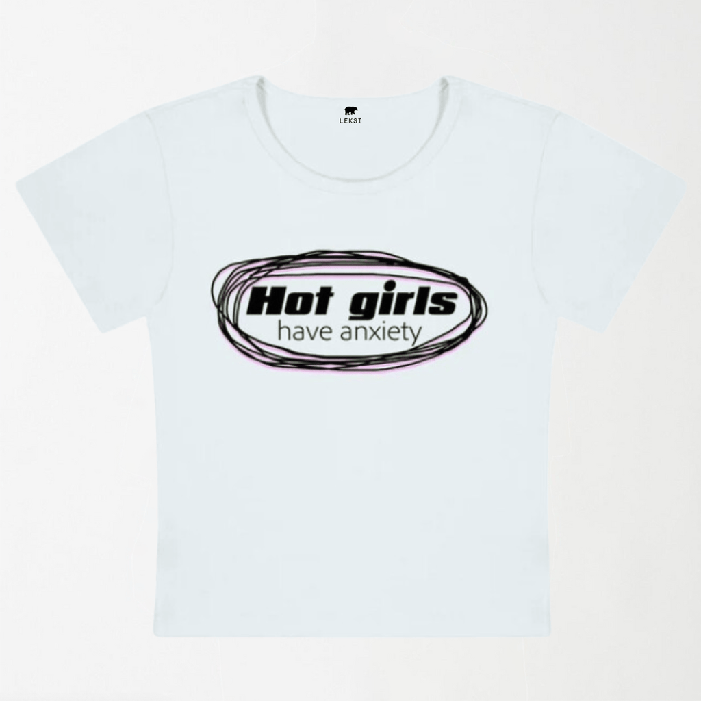 Hot Girls Have Anxiety Y2K Baby Tee XXS - Premium Unisex | LEKSI Pakistan
