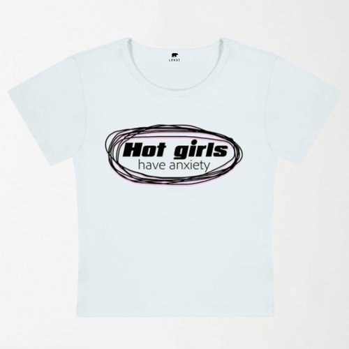 Hot Girls Have Anxiety Y2K Baby Tee XXS - Premium Unisex | LEKSI Pakistan