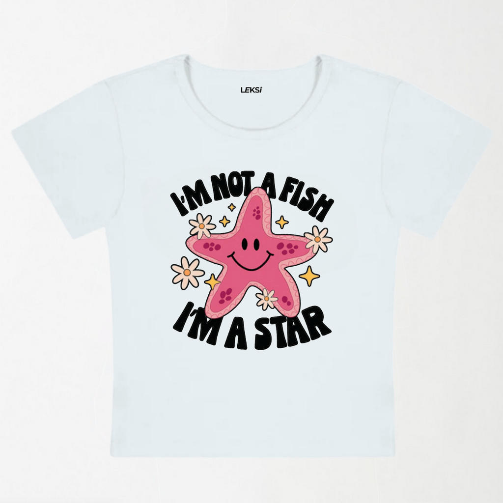 I'm Not A Fish I'm A Star Y2K Baby Tee XXS - Premium Unisex | LEKSI Pakistan