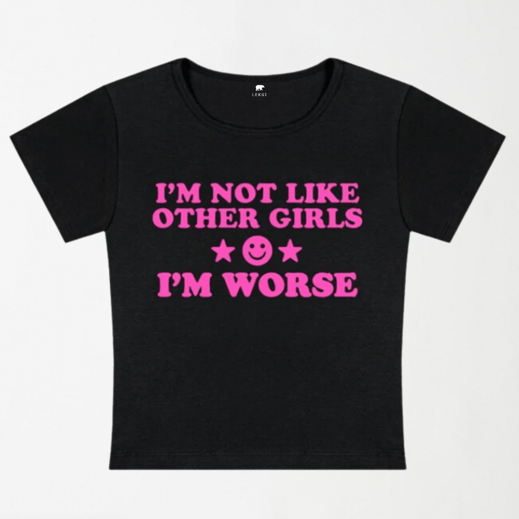 I'm Worse Y2K Baby Tee XXS - Premium Unisex | LEKSI Pakistan