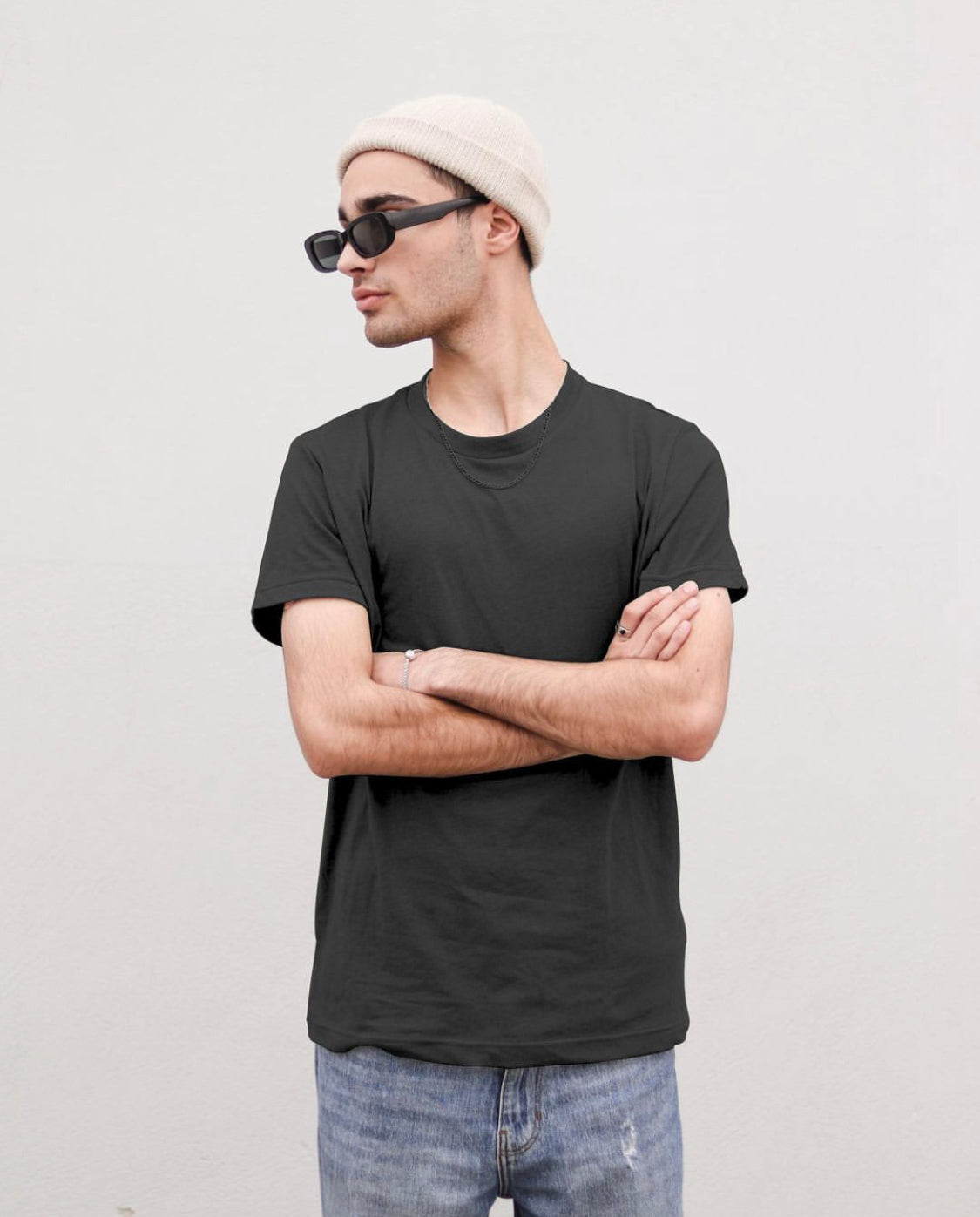 Grey - Plain Round Neck Unisex T-Shirt