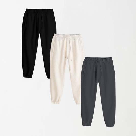 Unisex Summer Sweatpants - Bundle of 3 (Black, Off White, Dark Grey)