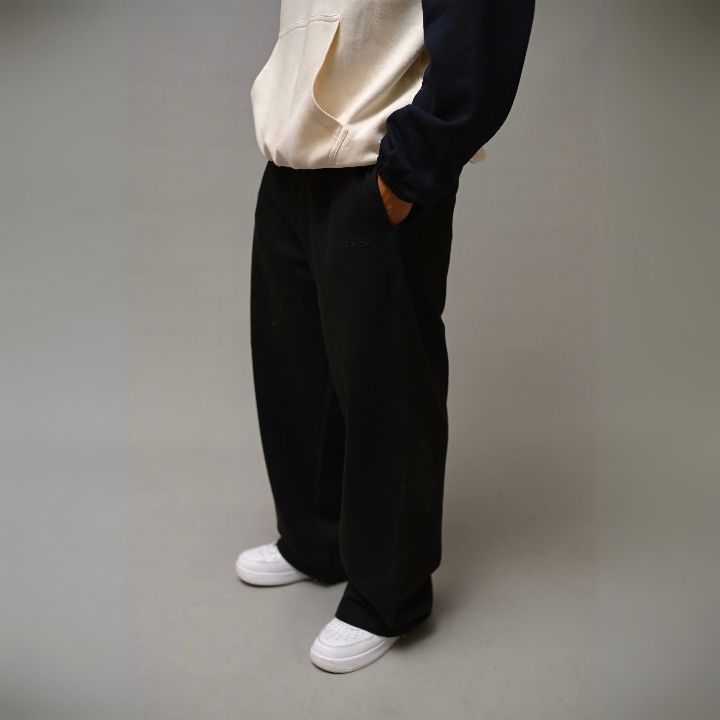 Jet Black Unisex Straight Leg Pants XS - Premium Unisex Straight - Leg Pants | LEKSI Pakistan