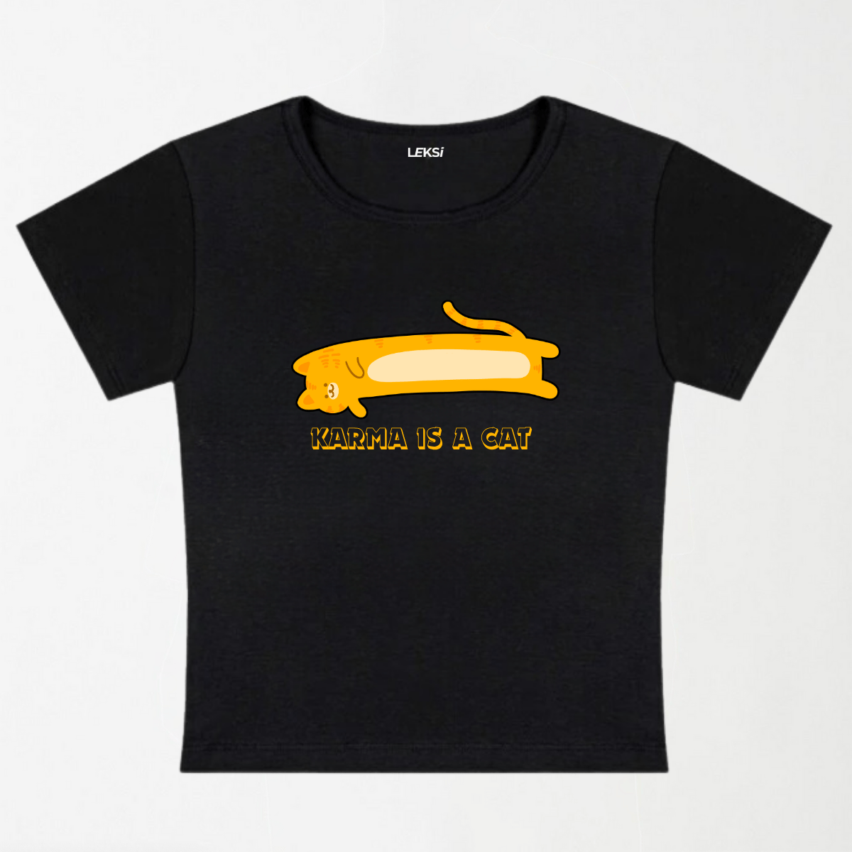 Karma Is A Cat Y2K Baby Tee XXS - Premium Unisex | LEKSI Pakistan