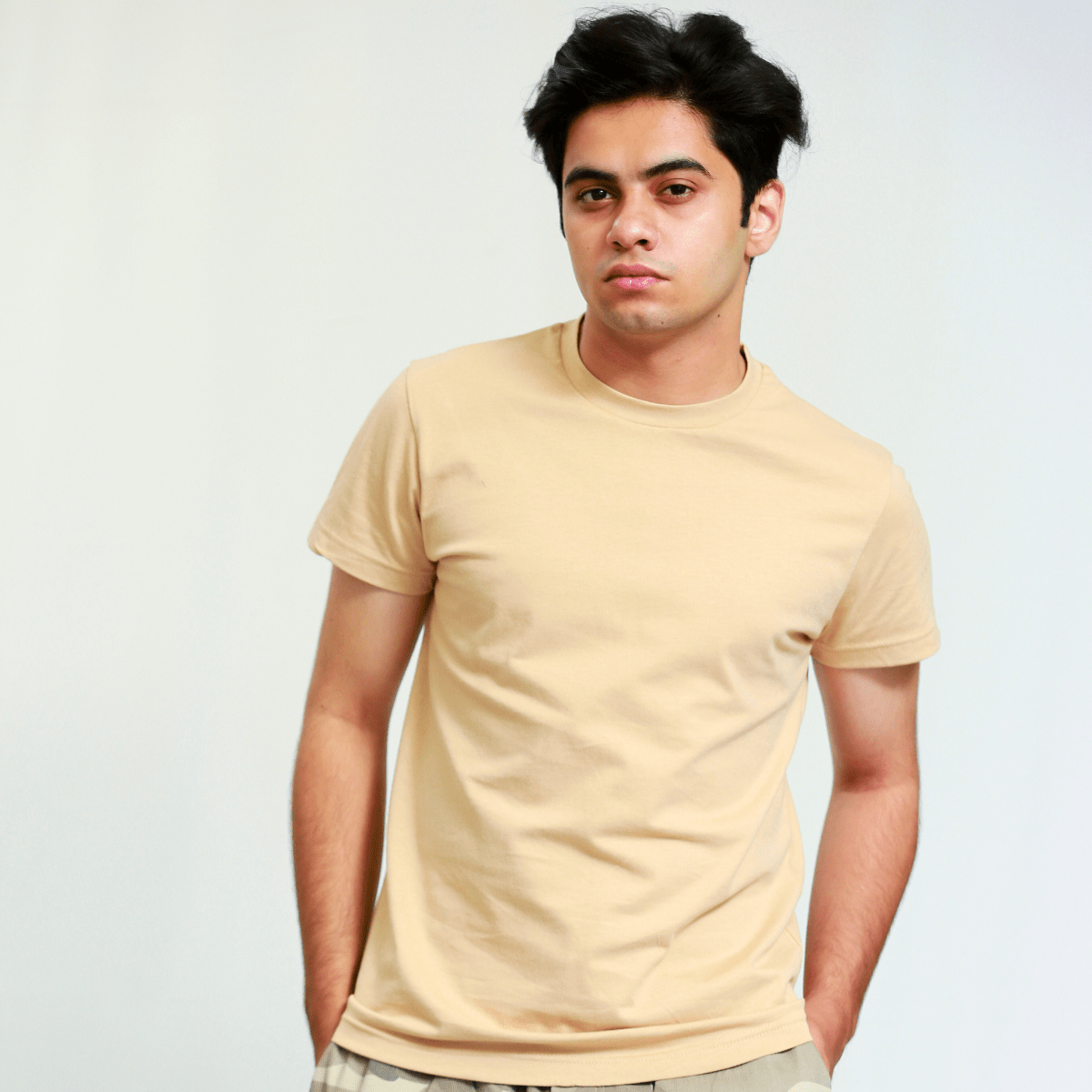 Khaki Brown - Plain Round Neck Unisex Plain T-Shirt XXS - Premium Unisex | LEKSI Pakistan