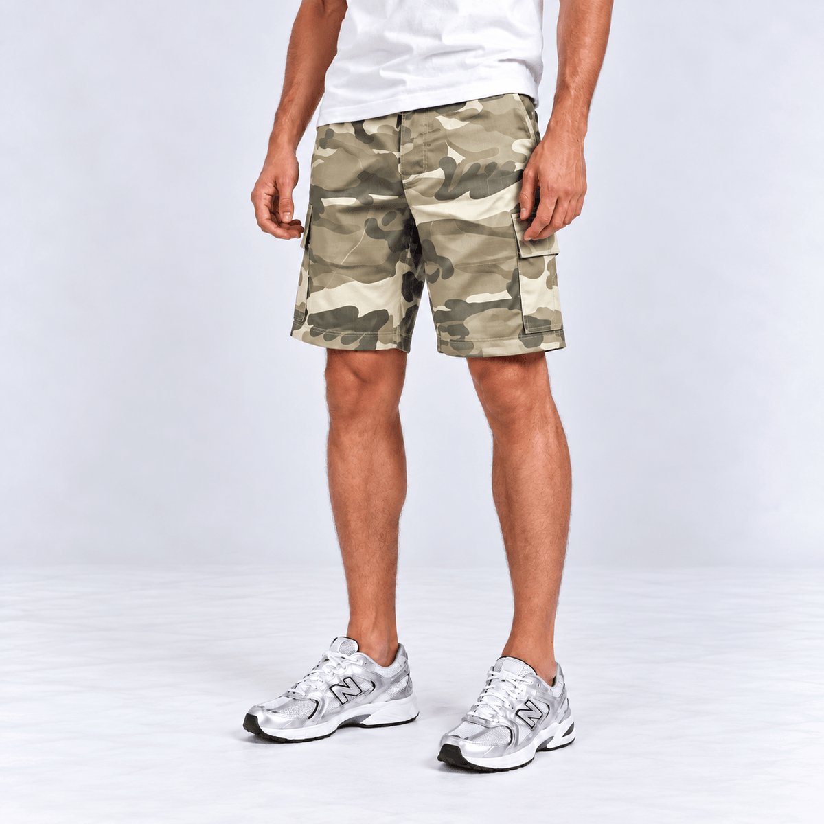 Khaki Camo Cargo Shorts XS - Premium Unisex Men's Shorts | LEKSI Pakistan