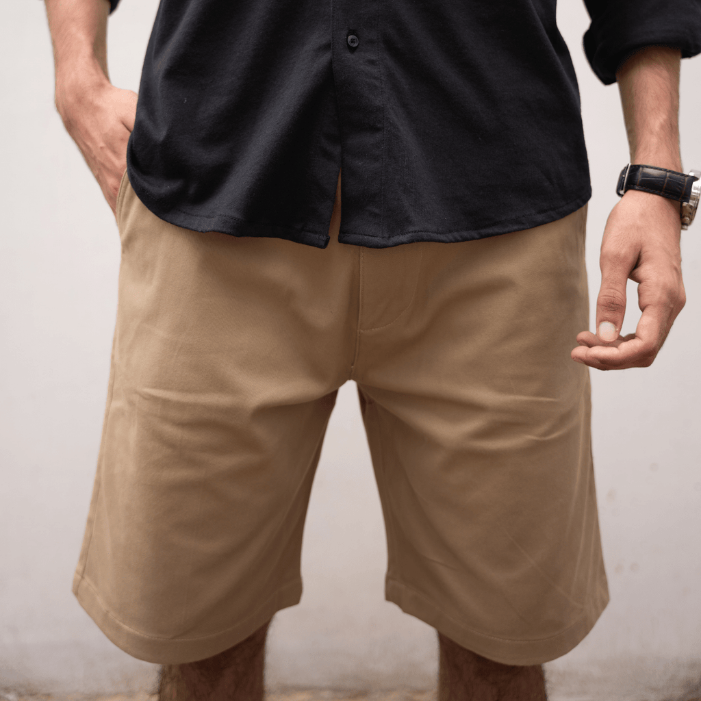 Khaki Cotton Men’s Shorts XS - Premium Unisex Men's Shorts | LEKSI Pakistan