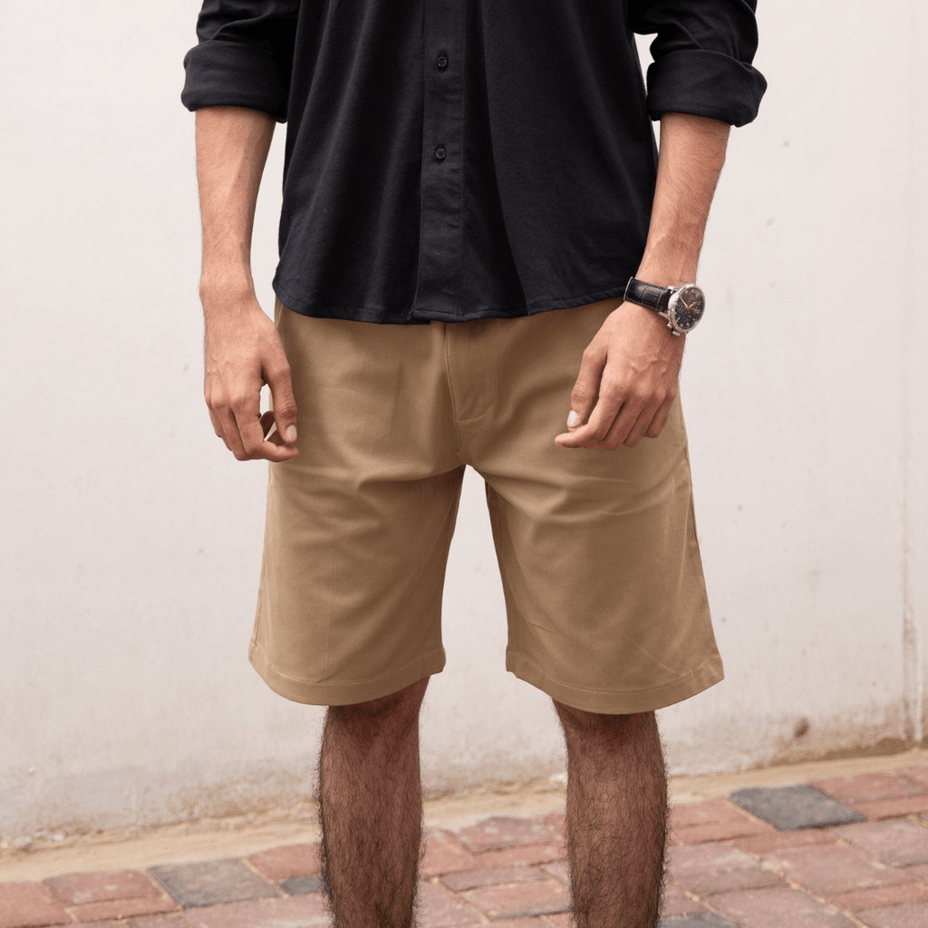 Khaki Cotton Men’s Shorts XS - Premium Unisex Men's Shorts | LEKSI Pakistan