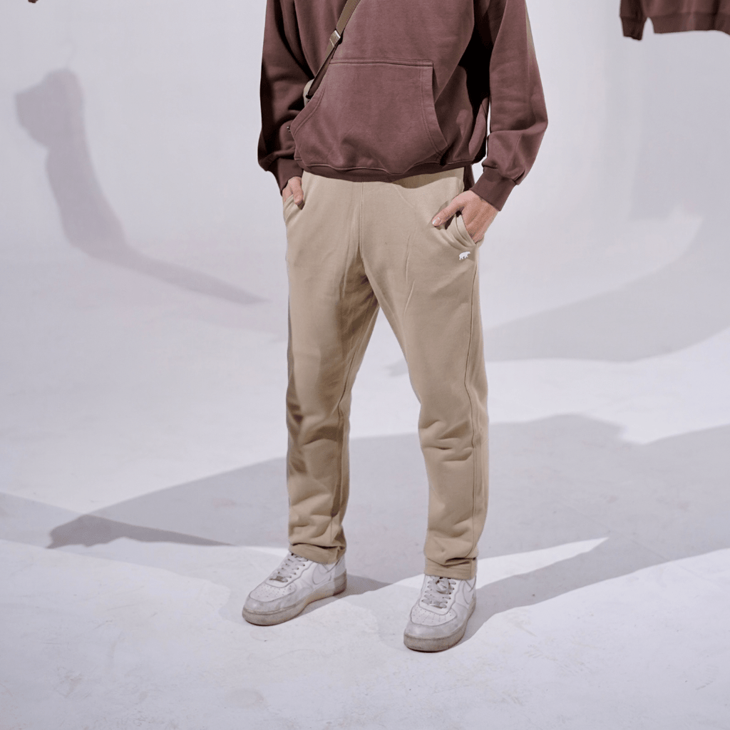 Khaki Unisex Tapered Sweatpants XS - Premium Unisex Straight - Leg Pants | LEKSI Pakistan