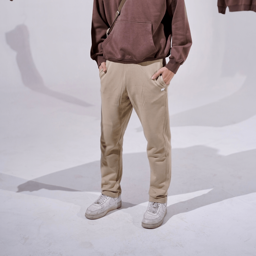 Khaki Unisex Tapered Sweatpants XS - Premium Unisex Straight - Leg Pants | LEKSI Pakistan