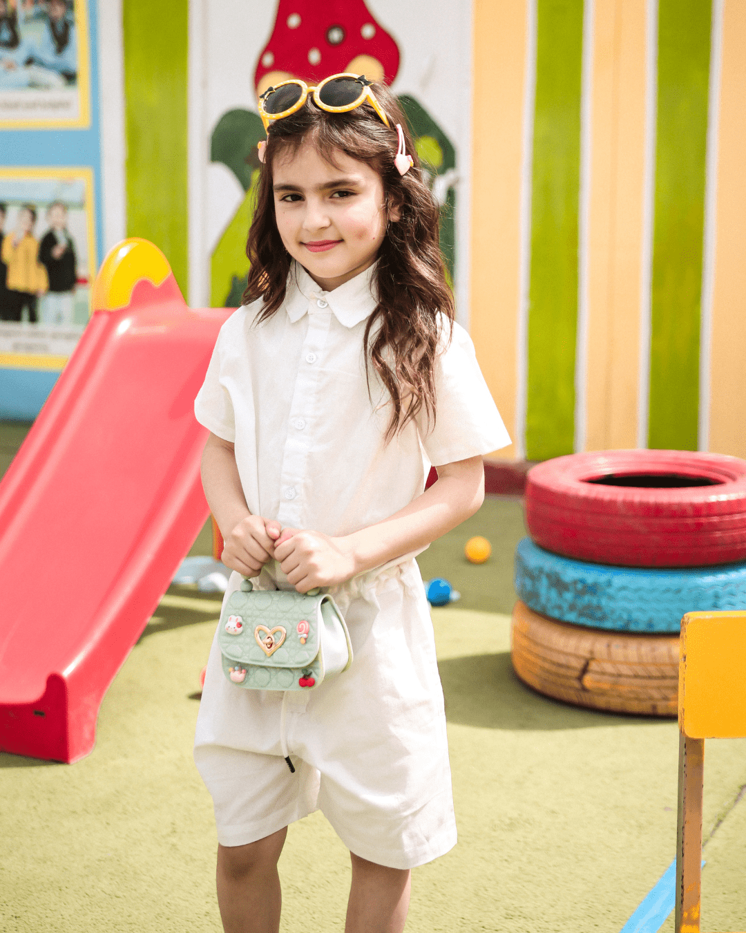 Kids Unisex White Jumpsuit with Shorts 3 - 6 Months - Premium Unisex | LEKSI Pakistan