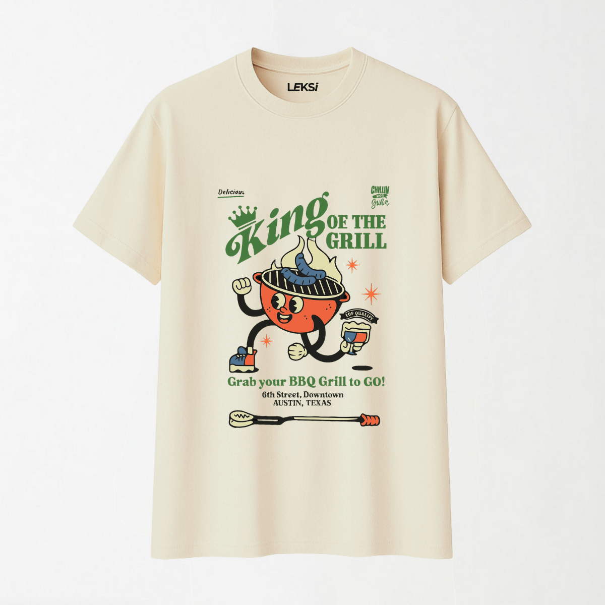 King Of The Grill - Round Neck Unisex T Shirt S - Premium Unisex Graphic T-Shirt | LEKSI Pakistan