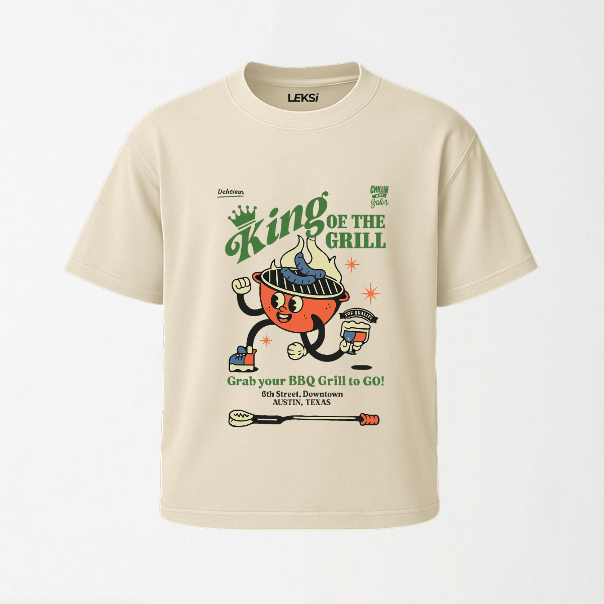 King Of The Grill - Round Neck Unisex T Shirt S - Premium Unisex Graphic T-Shirt | LEKSI Pakistan