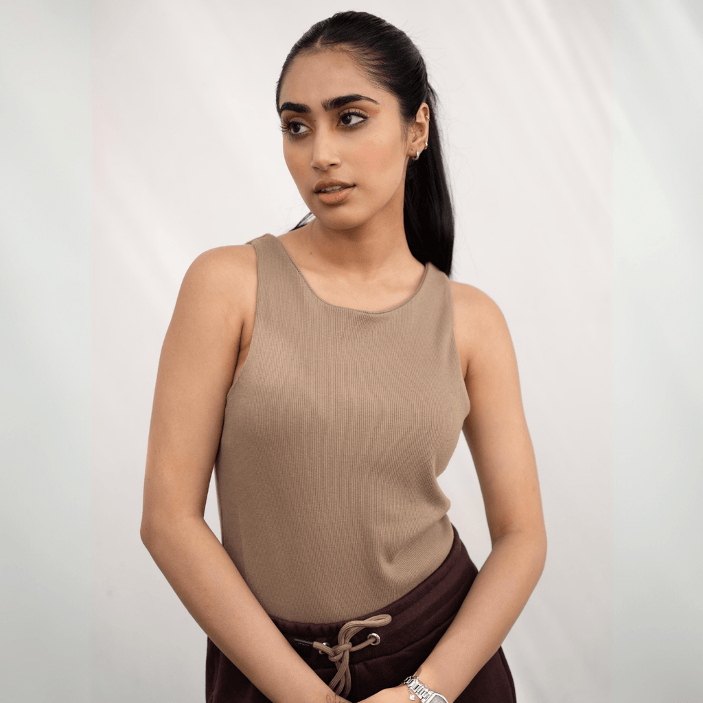 Latte Brown Ribbed Bodysuit XXS - Premium Unisex | LEKSI Pakistan