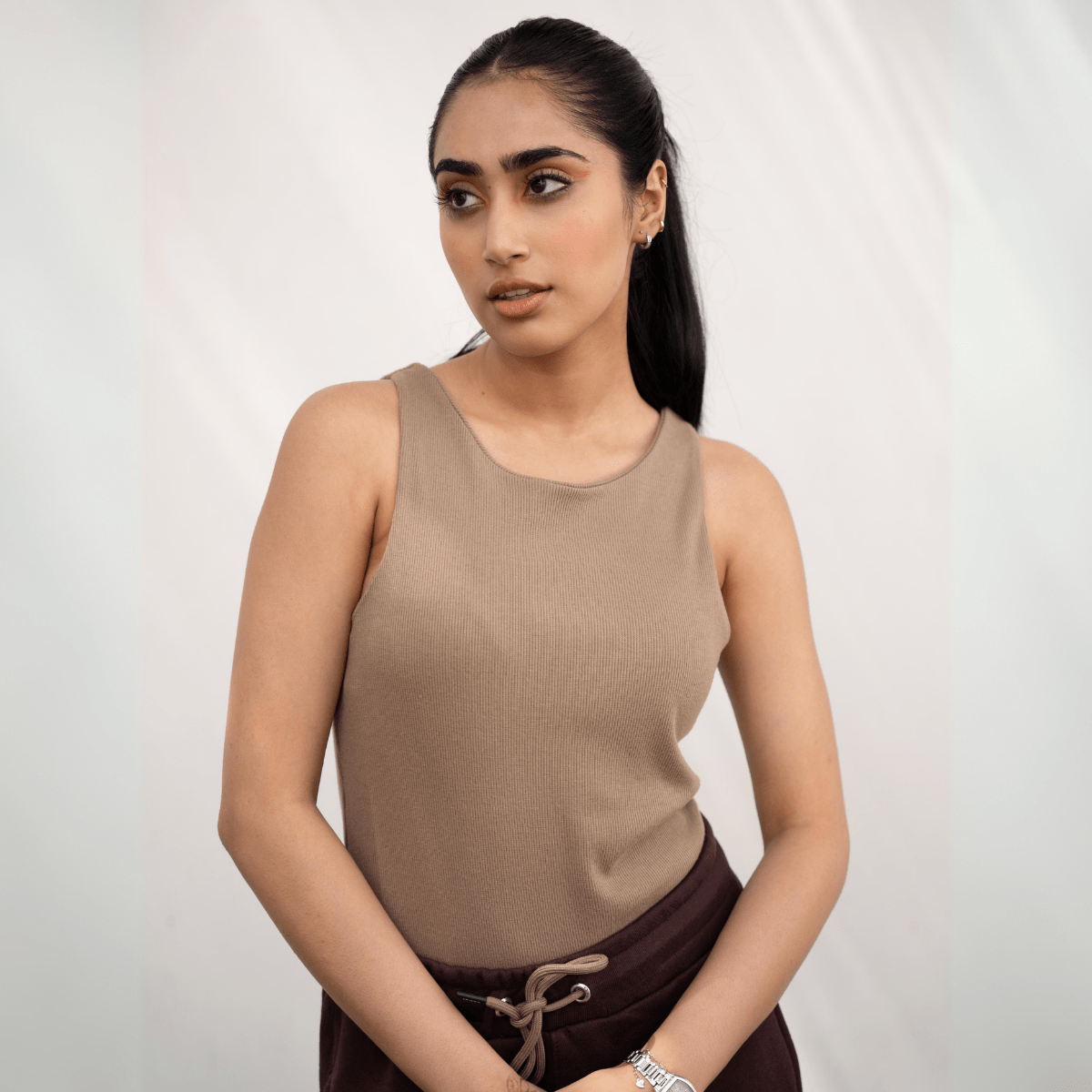 Latte Brown Ribbed Bodysuit XXS - Premium Unisex | LEKSI Pakistan