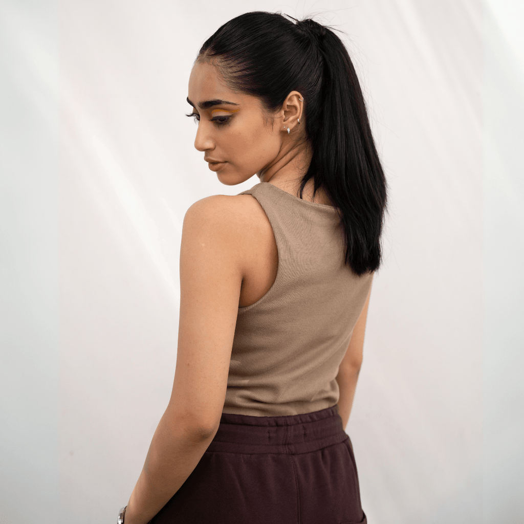 Latte Brown Ribbed Bodysuit XXS - Premium Unisex | LEKSI Pakistan