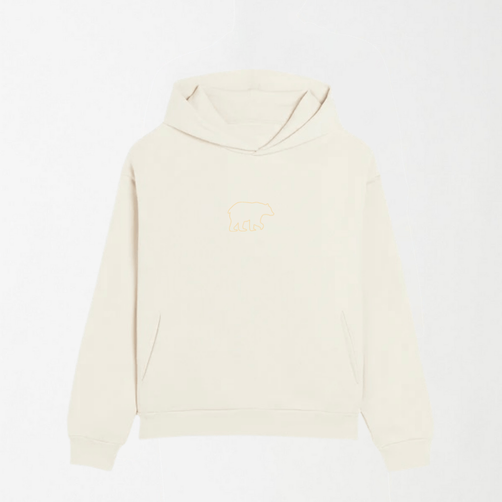 LEKSI Beige Outlined Bear - Graphic Hoodie S - Premium Unisex | LEKSI Pakistan