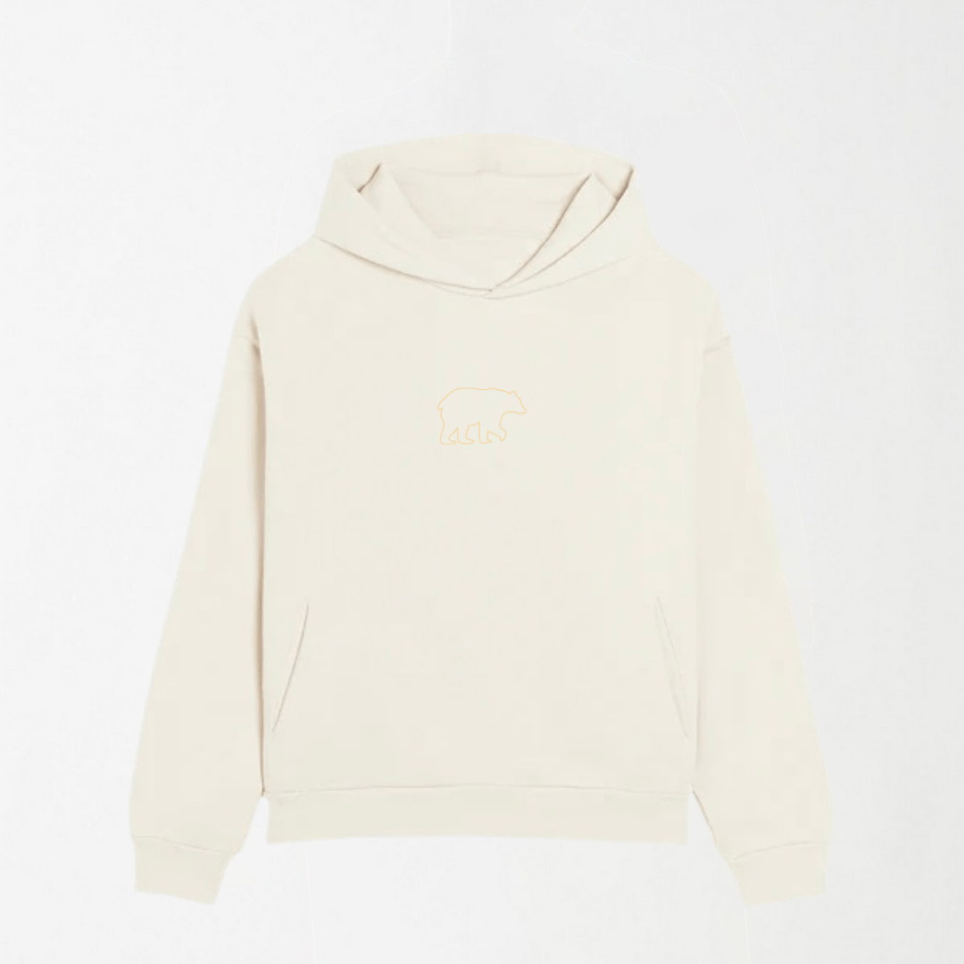 LEKSI Beige Outlined Bear - Graphic Hoodie S - Premium Unisex | LEKSI Pakistan