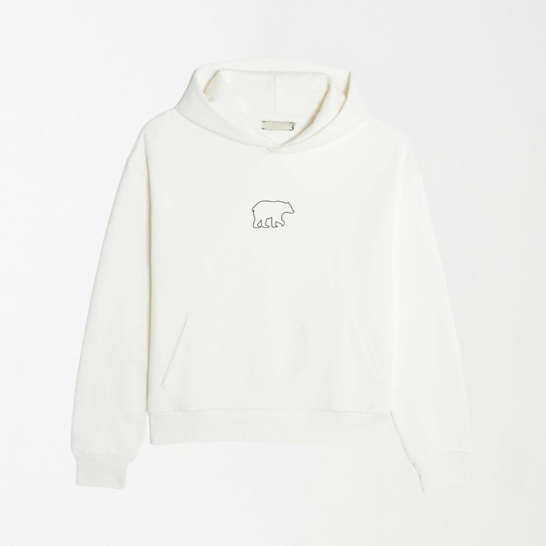 LEKSI Black Outlined Bear - Graphic Hoodie S - Premium Unisex | LEKSI Pakistan