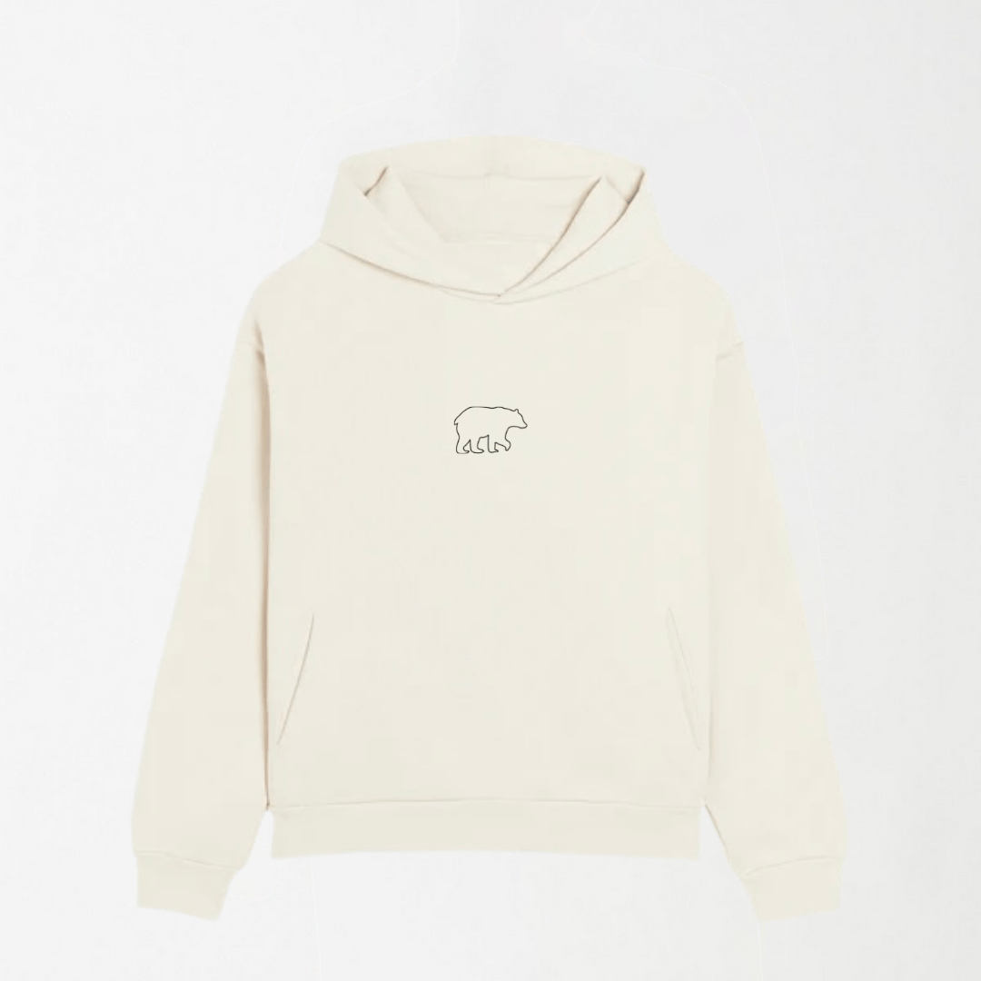 LEKSI Black Outlined Bear - Graphic Hoodie S - Premium Unisex | LEKSI Pakistan