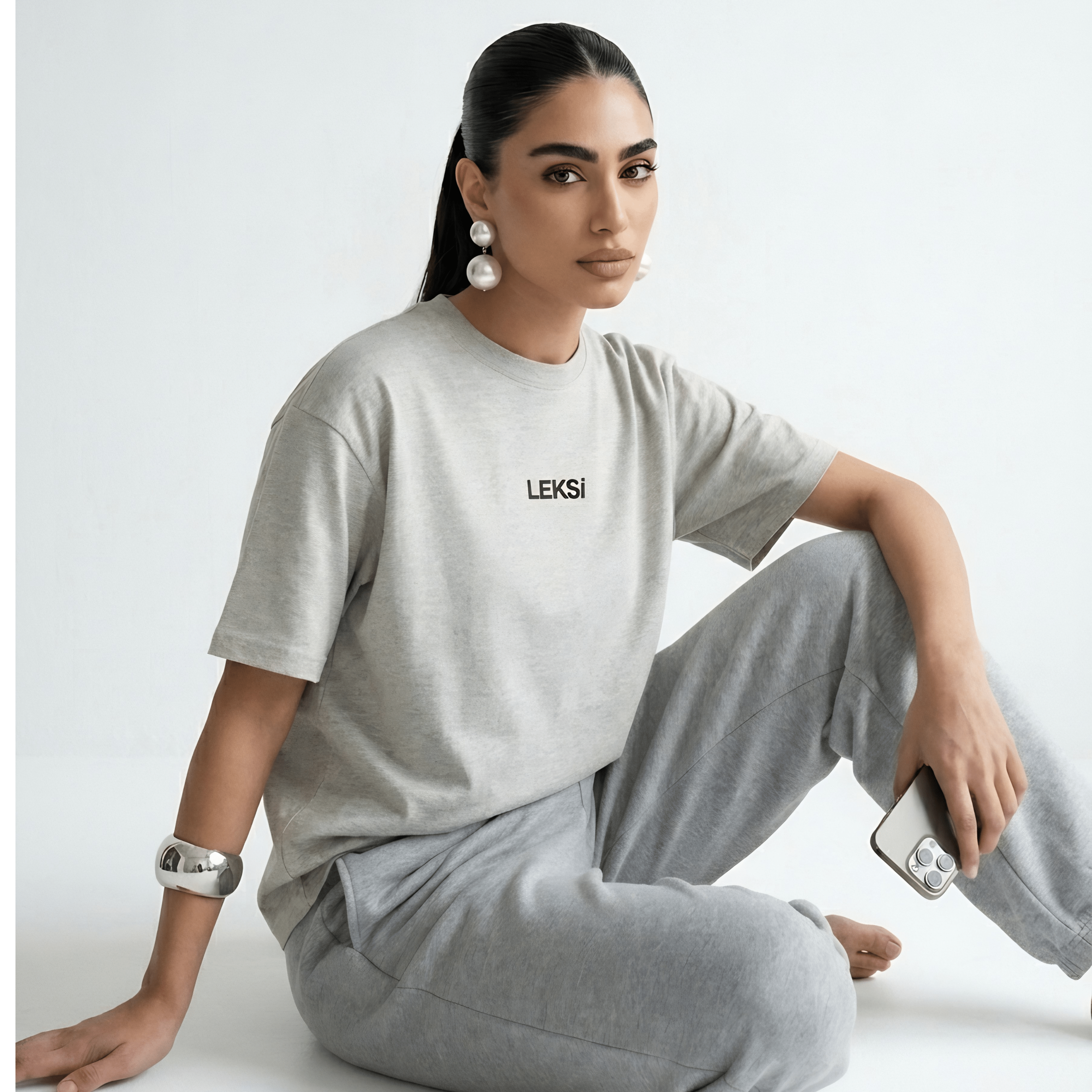 LEKSI Cloud Grey - Drop Shoulder Tee S - Premium Unisex | LEKSI Pakistan