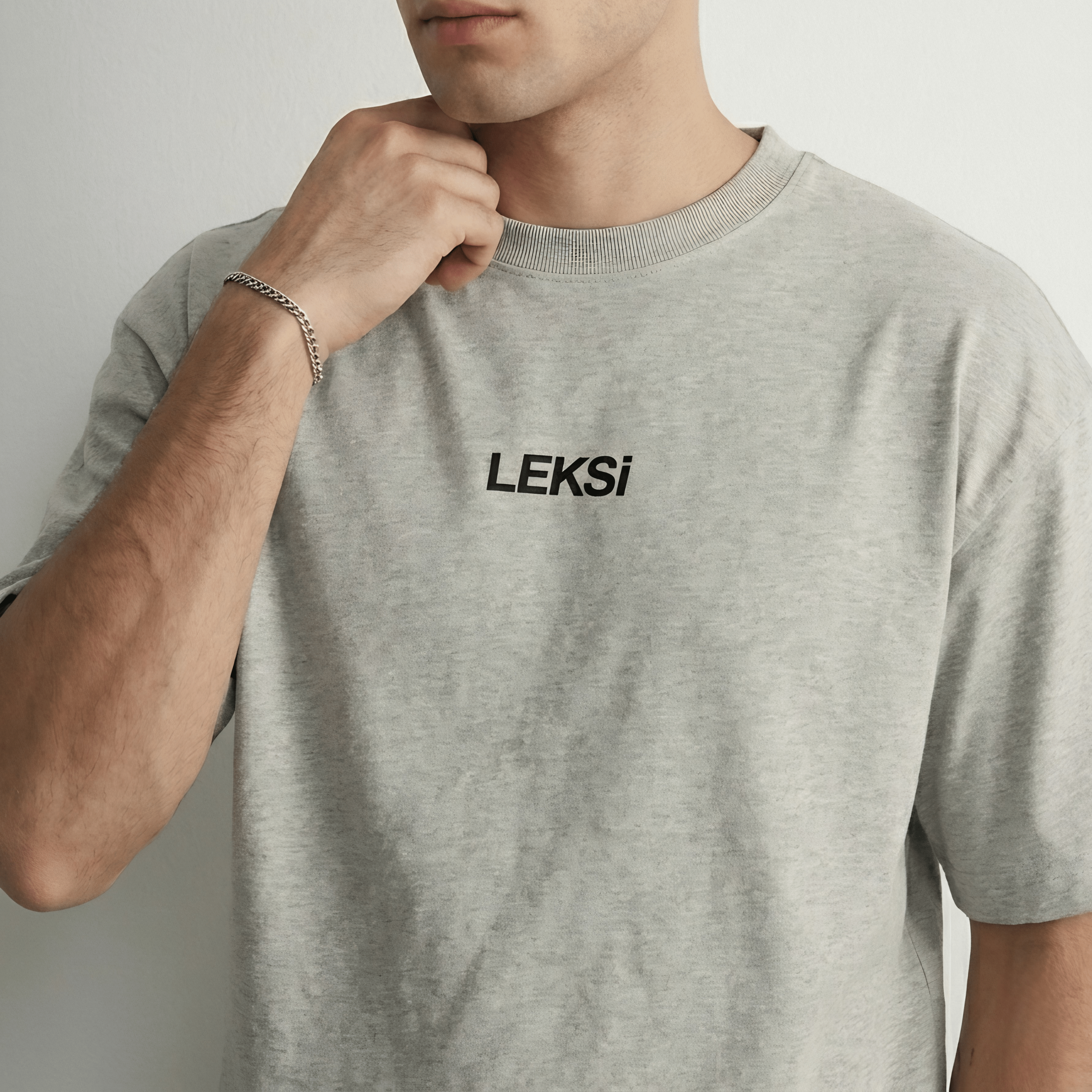 LEKSI Cloud Grey - Drop Shoulder Tee S - Premium Unisex | LEKSI Pakistan