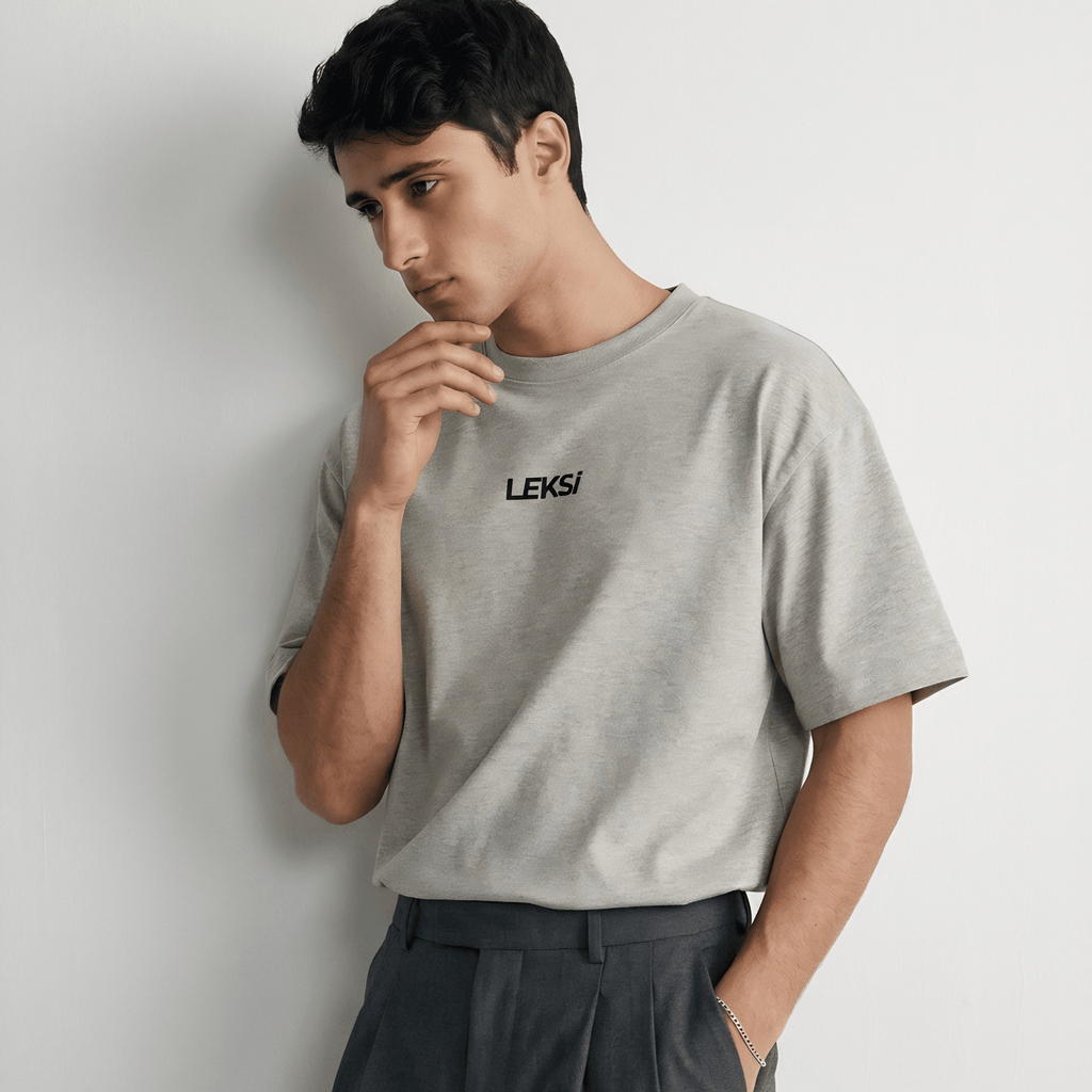 LEKSI Cloud Grey - Drop Shoulder Tee S - Premium Unisex | LEKSI Pakistan