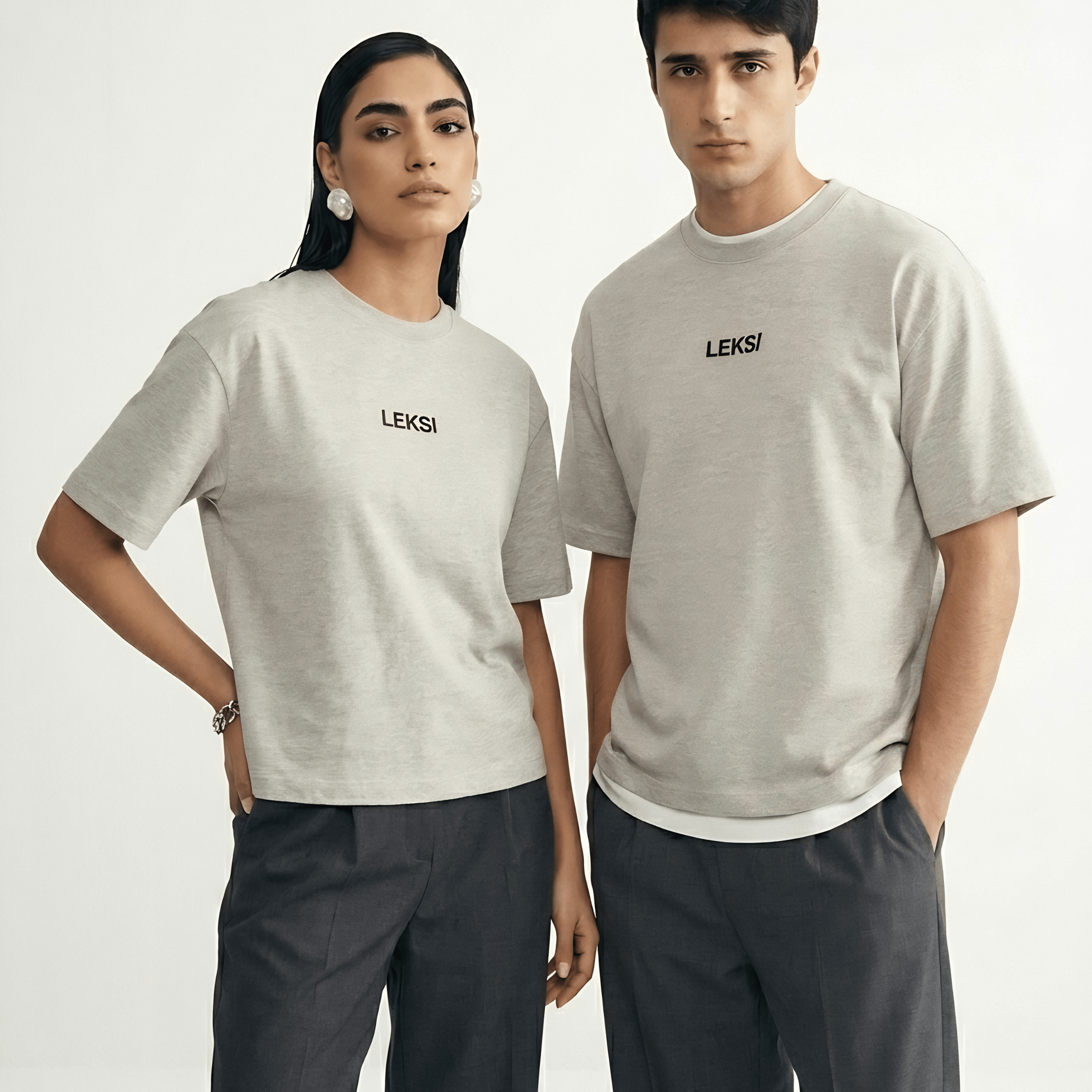 LEKSI Cloud Grey - Drop Shoulder Tee S - Premium Unisex | LEKSI Pakistan