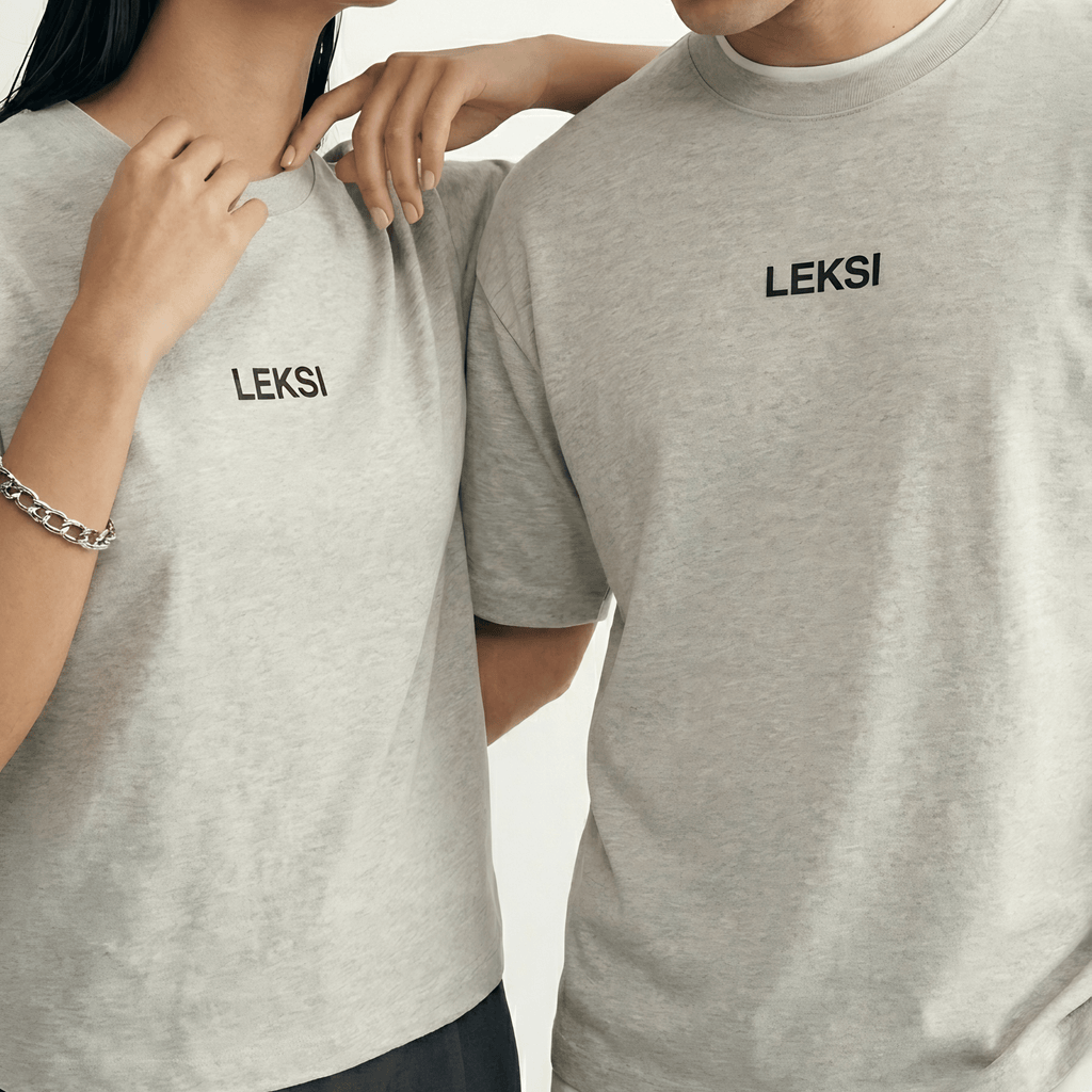 LEKSI Cloud Grey - Drop Shoulder Tee S - Premium Unisex | LEKSI Pakistan