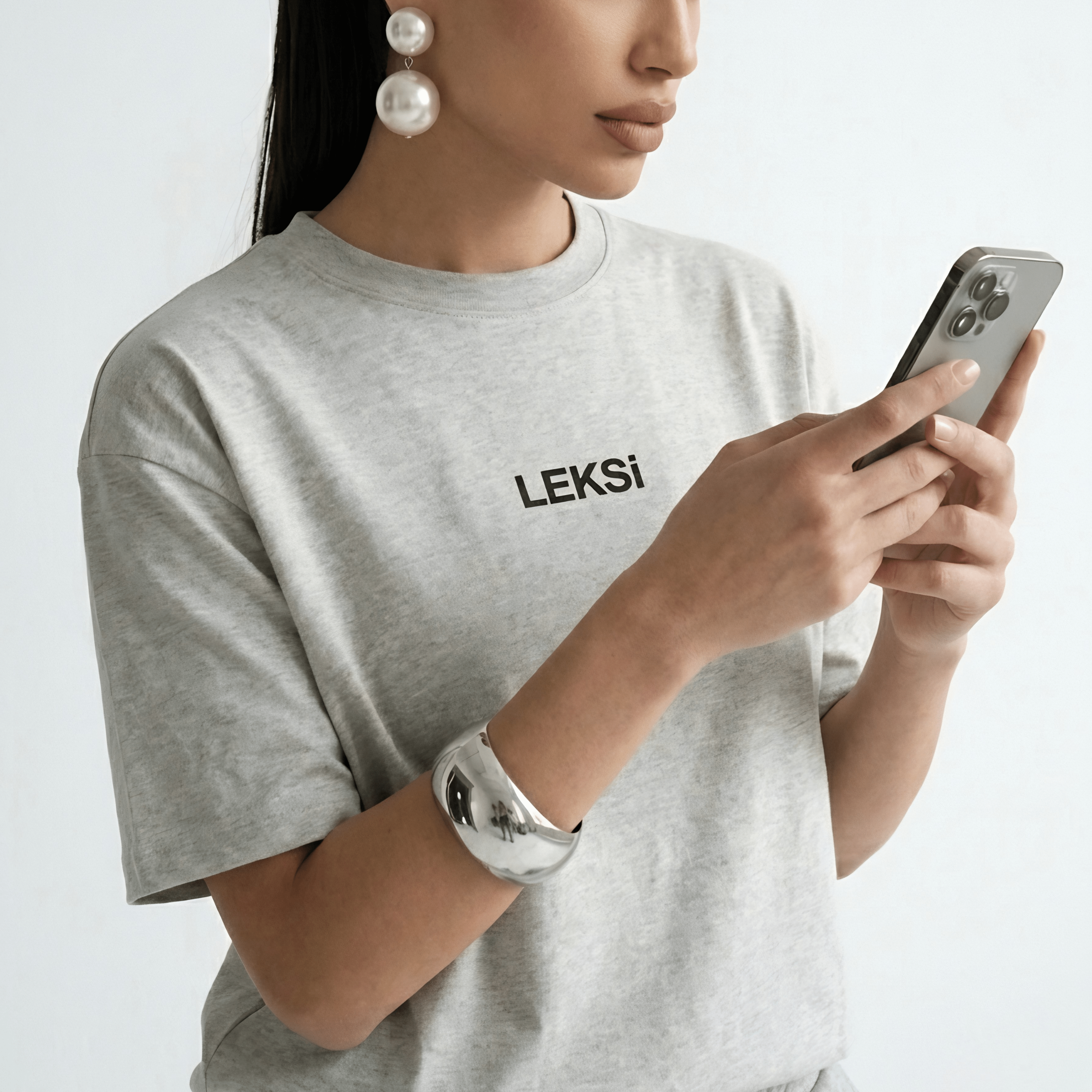 LEKSI Cloud Grey - Drop Shoulder Tee S - Premium Unisex | LEKSI Pakistan