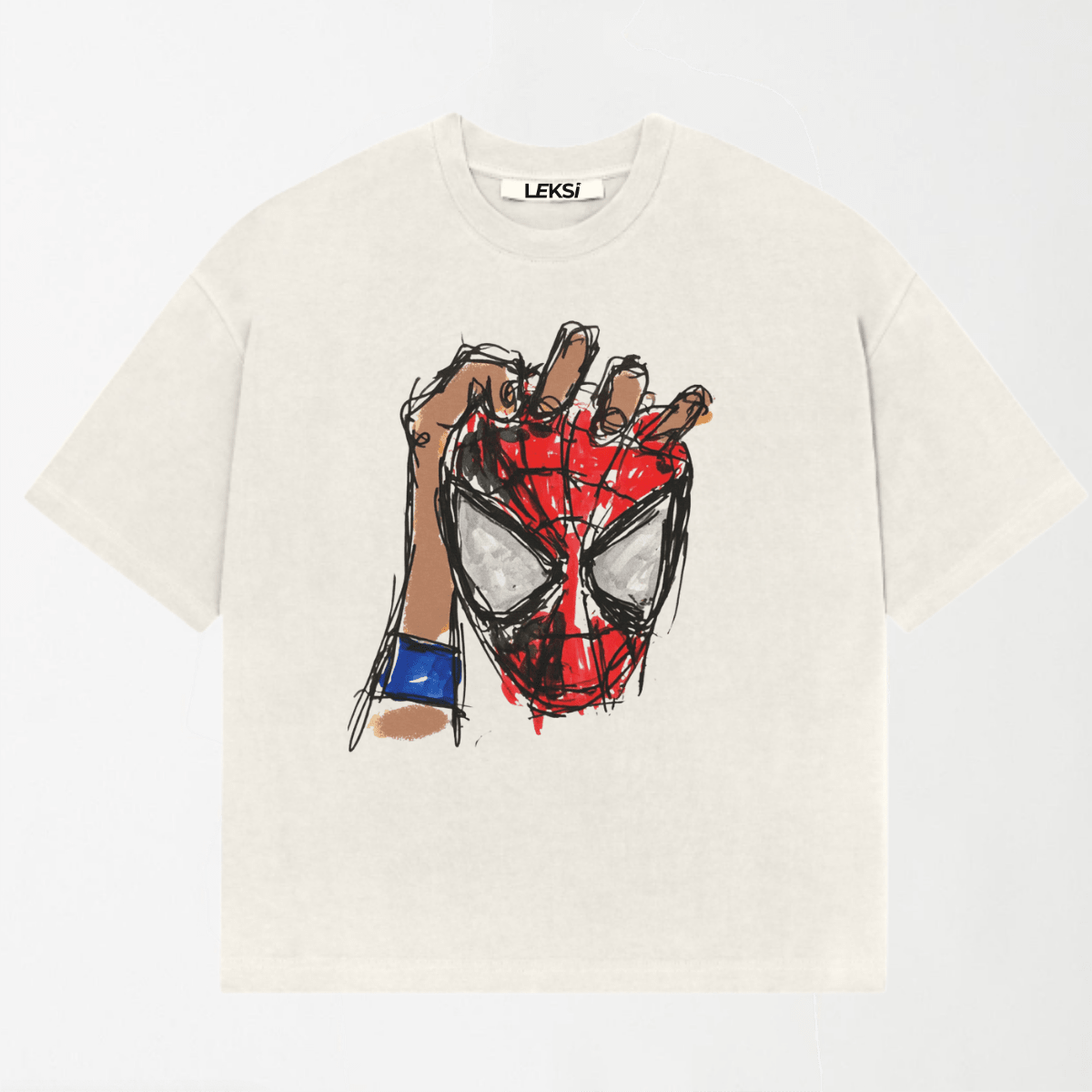 LEKSI Unmasked Sketch Oversized Tee XS - Premium Unisex Graphic T-Shirt | LEKSI Pakistan
