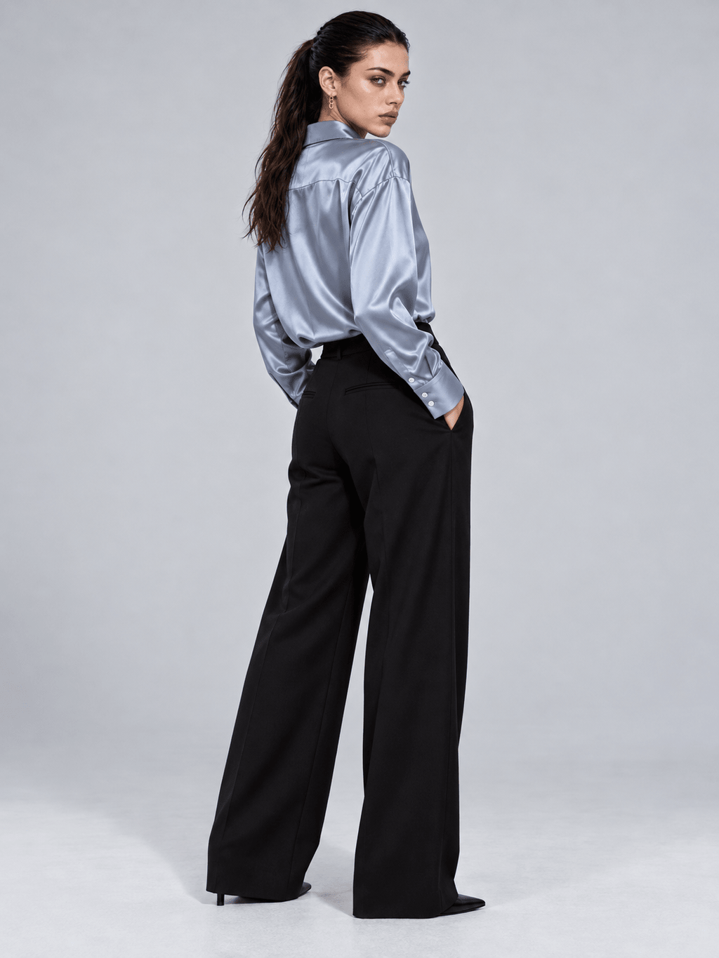 Light Blue Satin Button Down S - Premium Unisex | LEKSI Pakistan