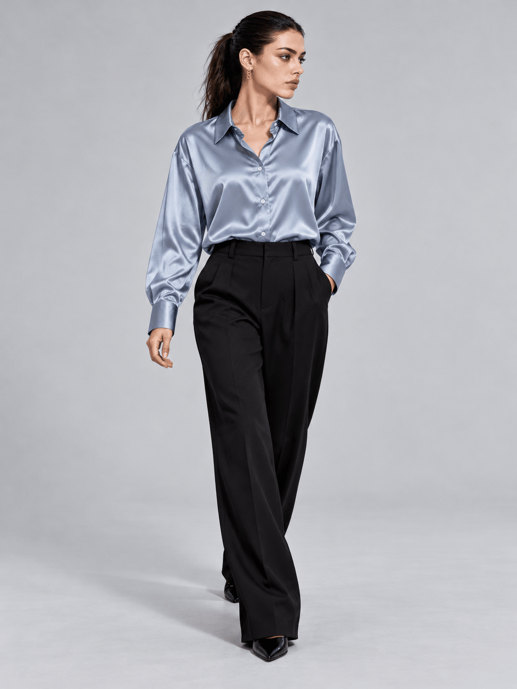 Light Blue Satin Button Down S - Premium Unisex | LEKSI Pakistan