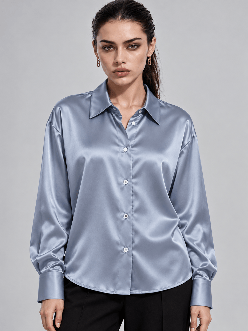 Light Blue Satin Button Down S - Premium Unisex | LEKSI Pakistan
