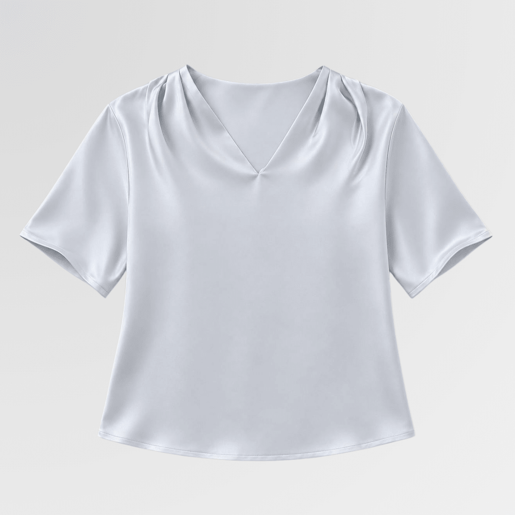 Light Blue V-Neck Satin Blouse XS - Premium Unisex | LEKSI Pakistan